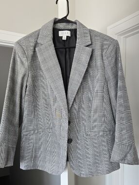 Elle Black and White Glen Plaid Blazer